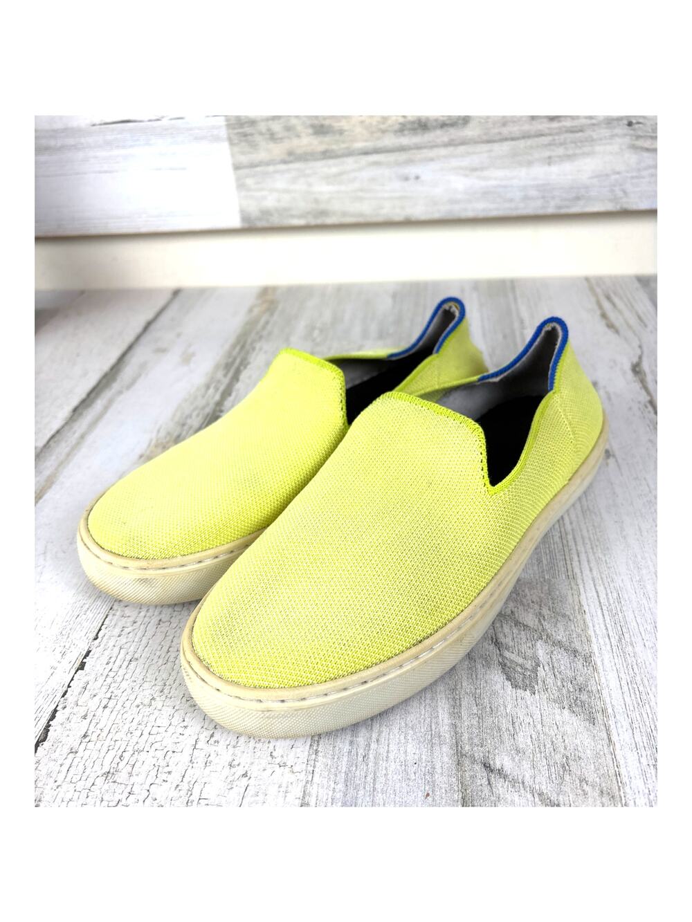 Rothy’s Womens 7.5 Electric Lemon Knit Slip-On Sneaker Casual Summer Travel Shoe